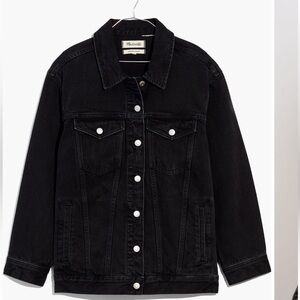 Madewell Oversized Black Denim Jacket Large